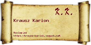 Krausz Karion névjegykártya